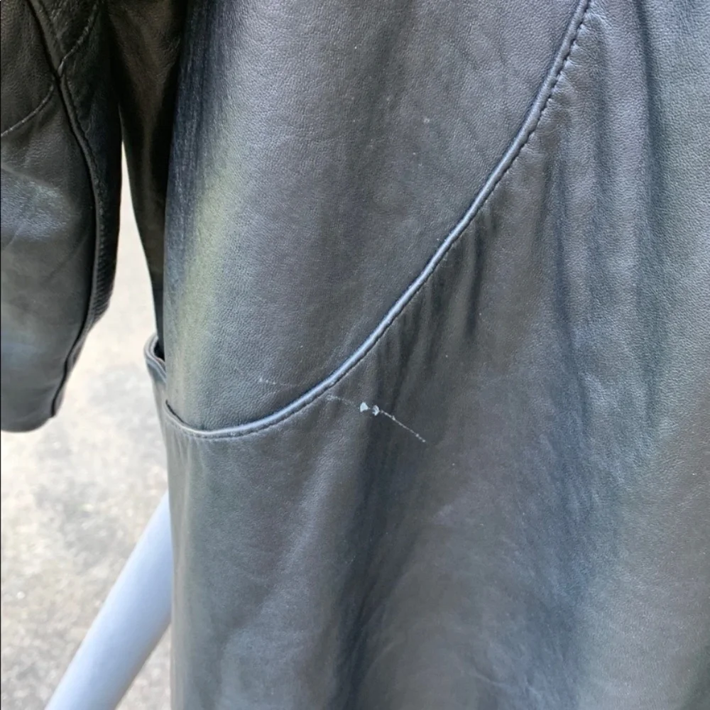 Rad 80’s Vintage Genuine Leather Duster Trench Overcoat - Picture 11 of 13